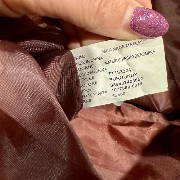 Large Burgundy Faux Fur Handbag w/ PomPom Attachments & Small Bag - Picture 2 of 9